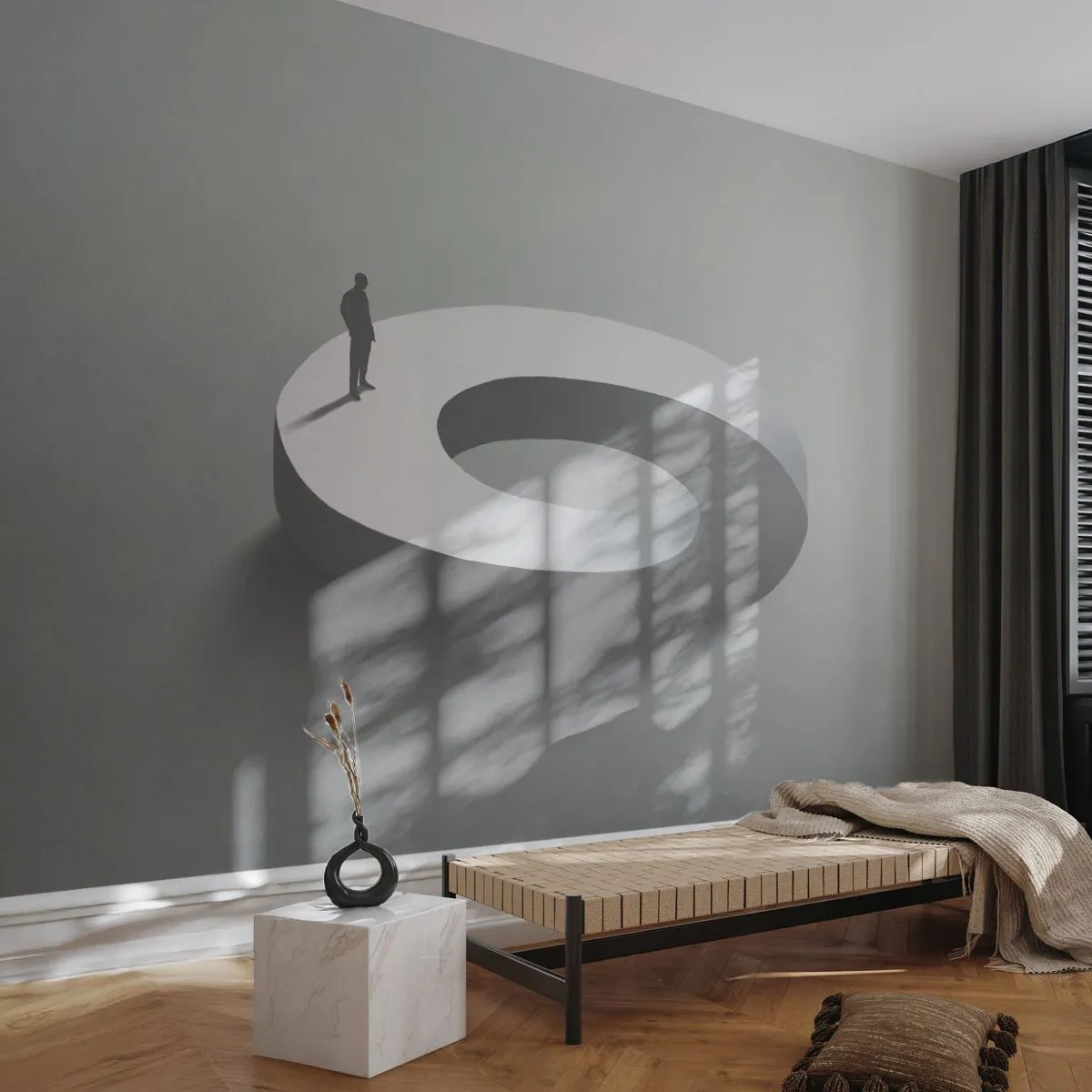 Fotobehang Premium Sand - En wees hier slim - Man, 3D, Zakenman - 300x210 cm