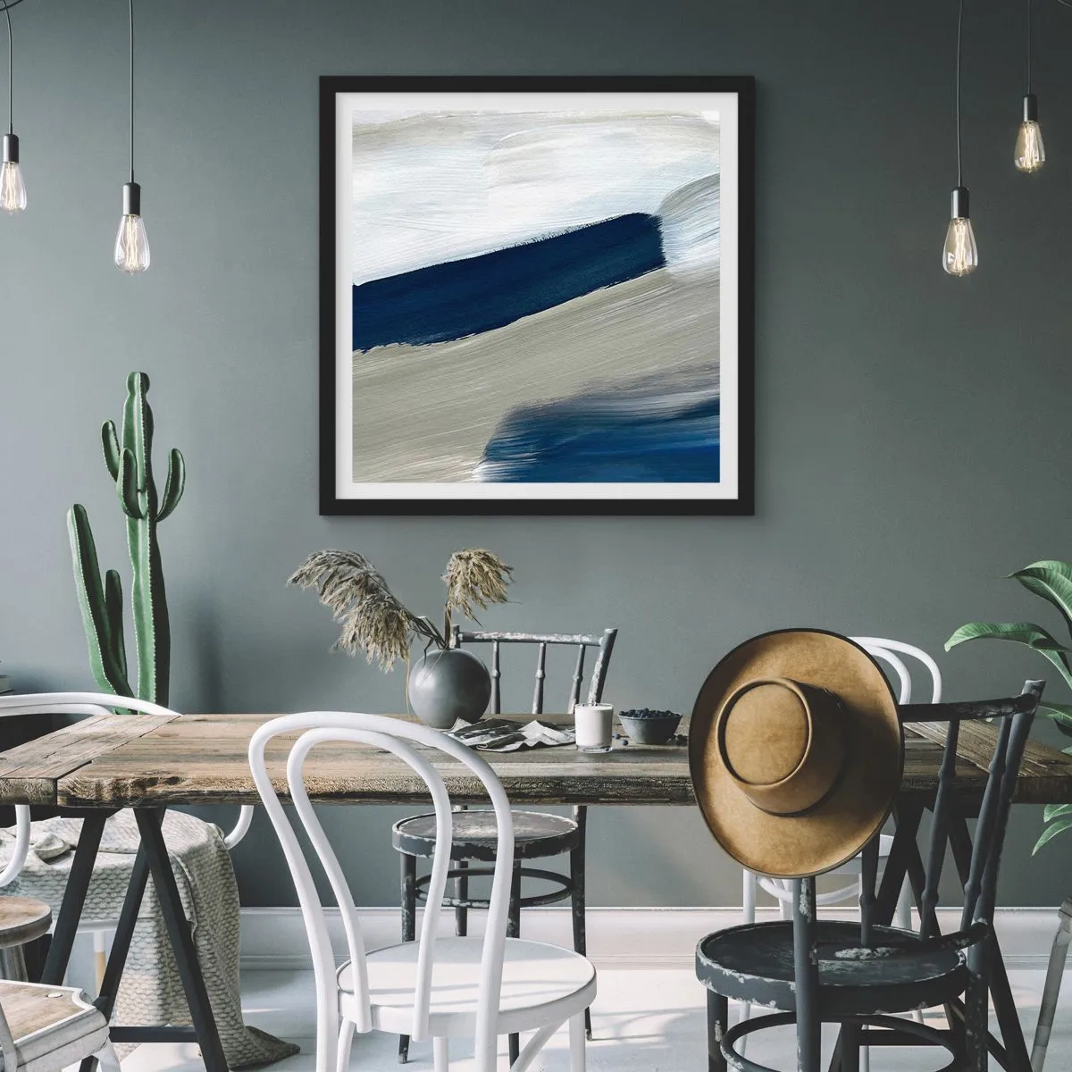 Poster in een zwarte lijst - Ontmoeting met witheid - 60x60 cm