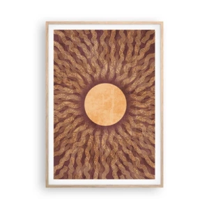 Een poster in een licht eiken lijst - Zon icoon - 70x100 cm