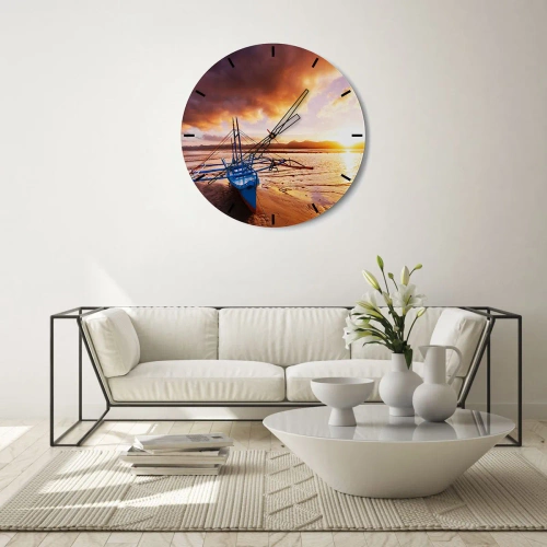 Wandklok - Klok - Strek je uit op het zand na een hele dag - 30x30 cm