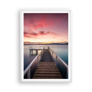 Poster in een witte lijst - De zachte vlam van de avond - 70x100 cm