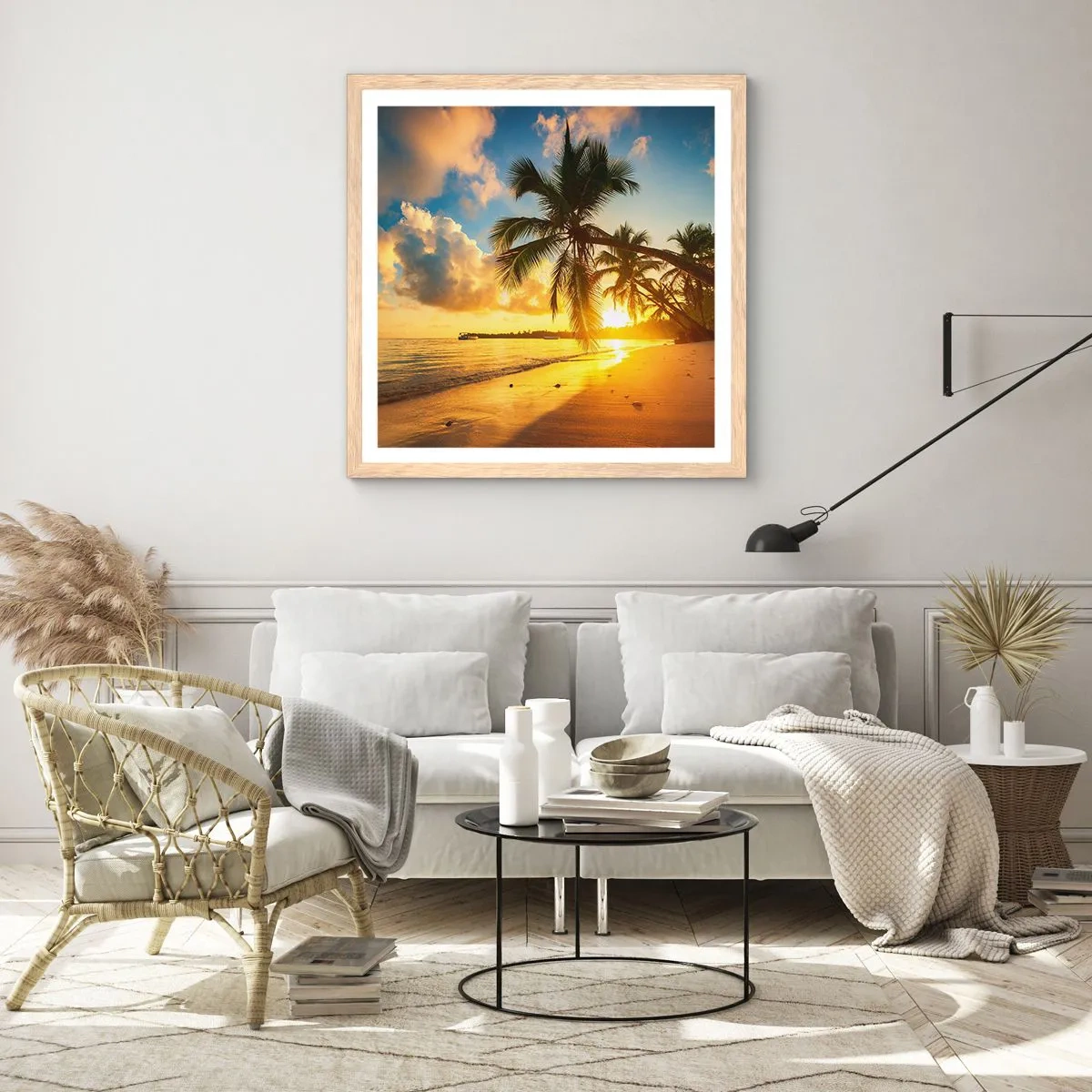 Een poster in een licht eiken lijst - Caribische droom - 50x50 cm