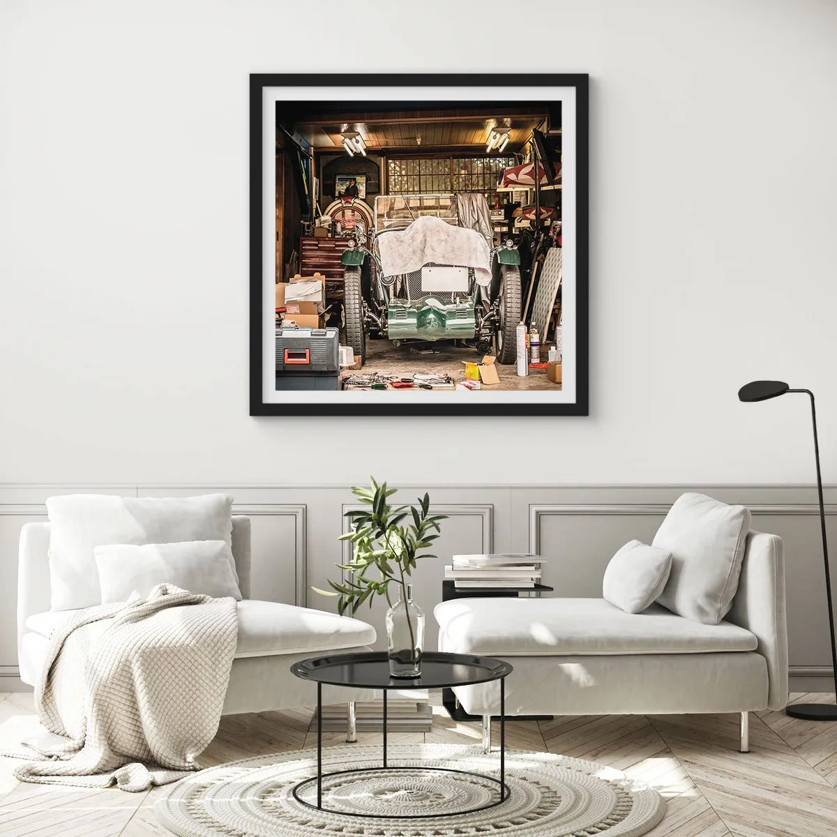 Poster in een zwarte lijst - Terug naar het verleden - 40x40 cm