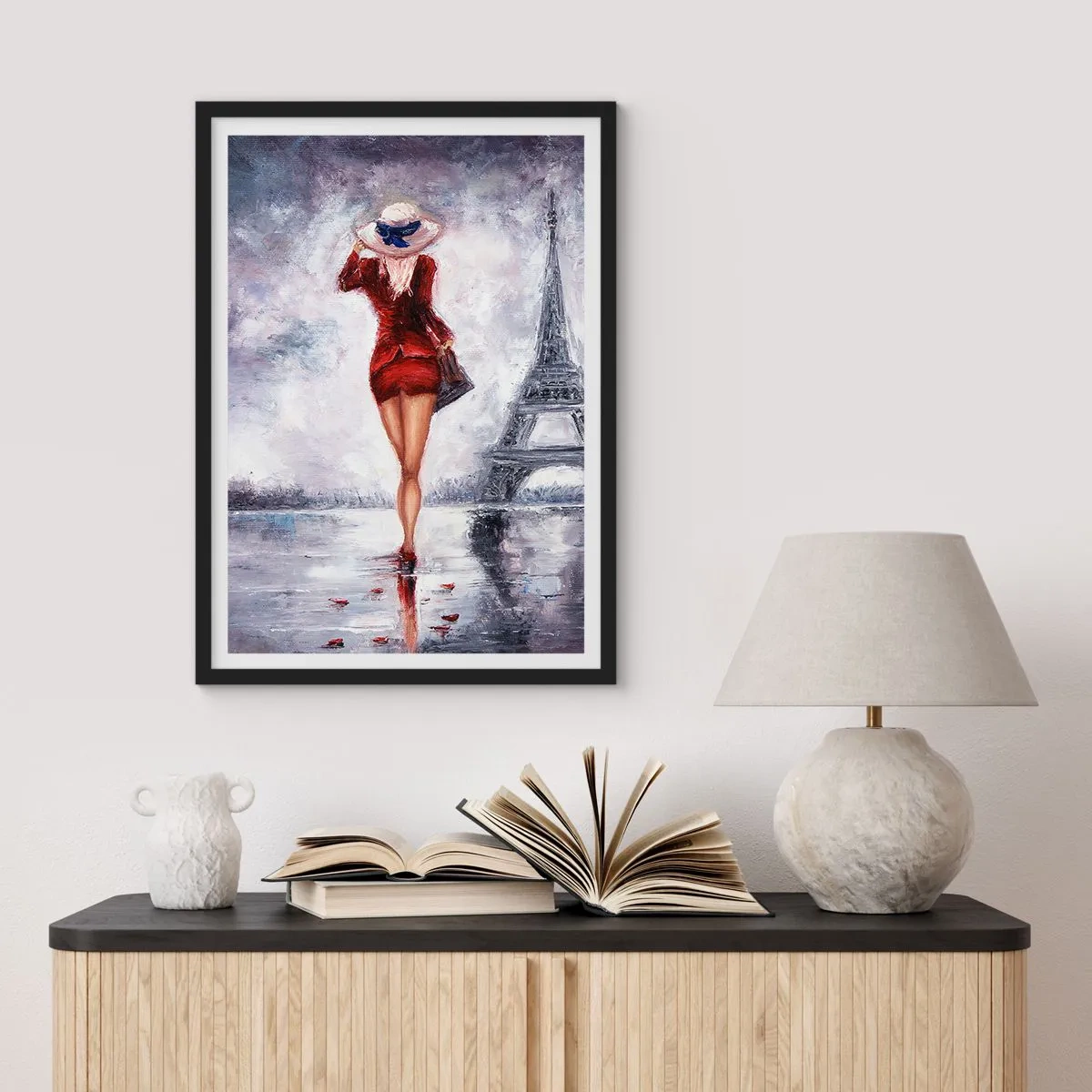 Poster in een zwarte lijst - Parijs symbolen - 40x50 cm