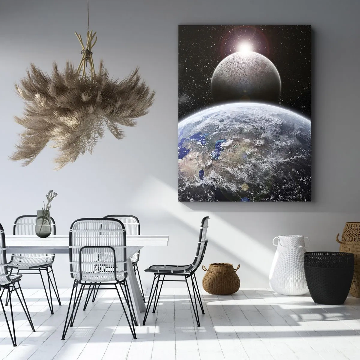 Schilderen op canvas - Kosmisch landschap - zonsopgang - 65x120 cm