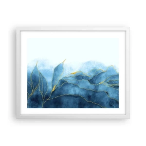 Poster in een witte lijst - Blauw in goud - 50x40 cm