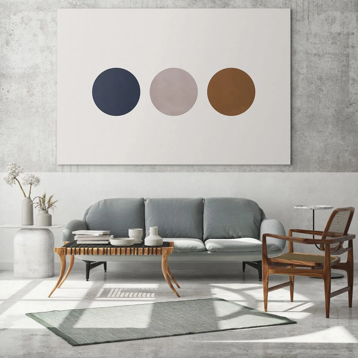 Schilderen op glas - Een minimalistische compositie van drie kleurrijke cirkels - 70x50cm - Een symbool van uitmuntendheid - Moderne wanddecoratie voor woonkamer en slaapkamer ARTTOR