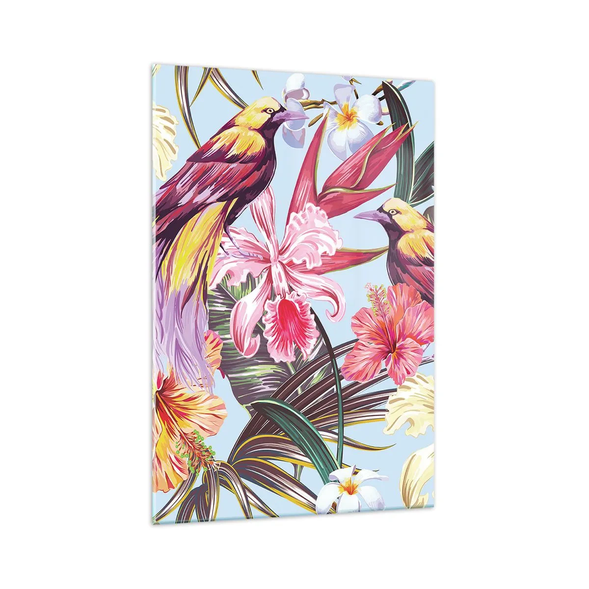 Schilderen op glas - Bloemblaadjes en veren - 70x100 cm