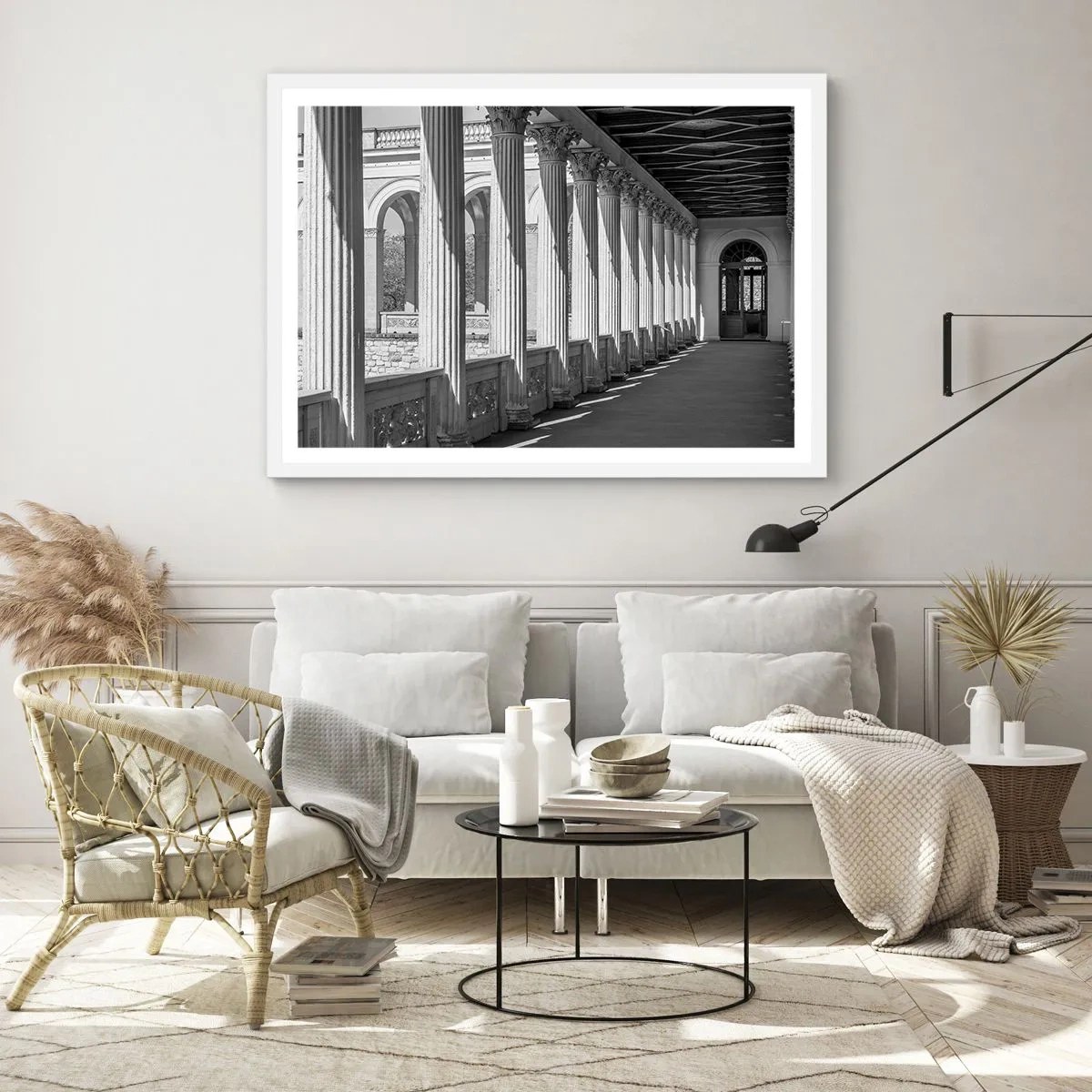 Poster in een witte lijst - Zonnige arcade - 91x61 cm