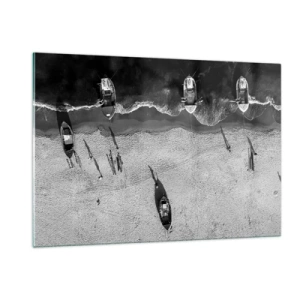 Schilderen op glas - Nog steeds aan de oever… - 120x80 cm