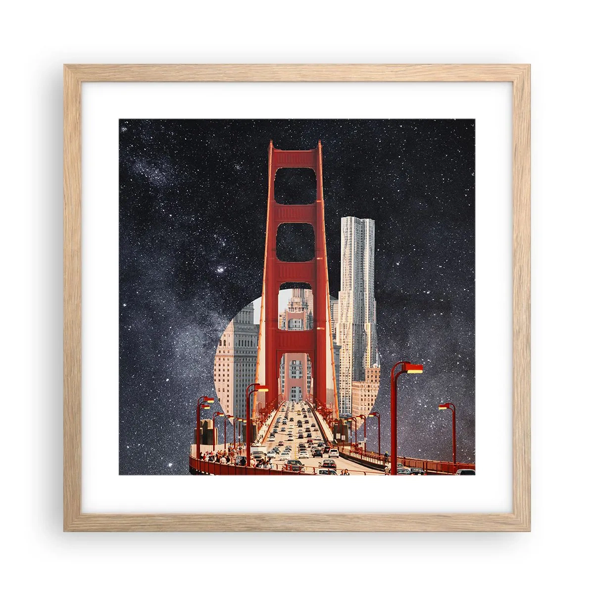 Een poster in een licht eiken lijst - Altijd in het centrum - 40x40 cm