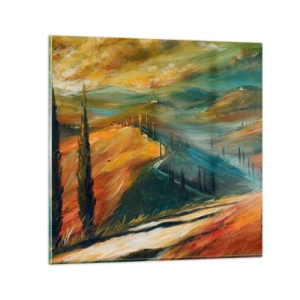 Schilderen op glas - Toscaans landschap - 70x70 cm