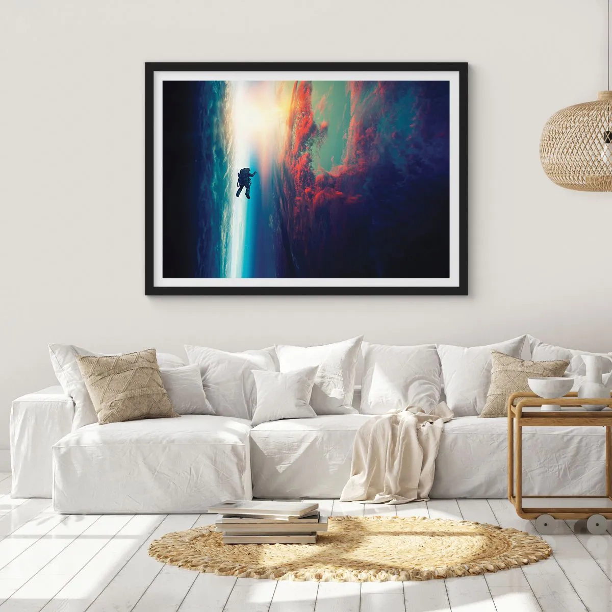 Poster in een zwarte lijst - Ga het universum tegemoet - 70x50 cm