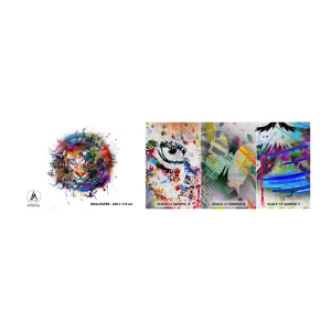 Fotobehang Monster Premium Canvas - Het schuilt achter een regenboogsluier - Abstractie, Tijger, Grafisch - 100x30 cm