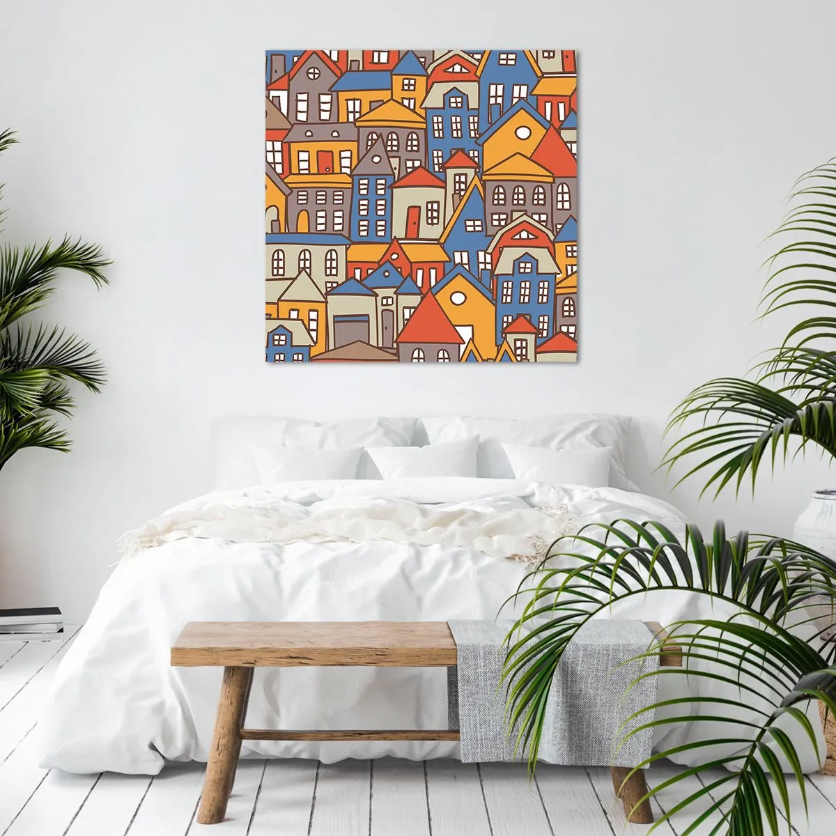 Schilderen op canvas - Achter het huis is een huis - 40x40 cm
