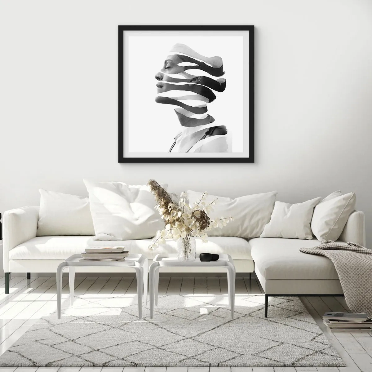 Poster in een zwarte lijst - Surrealistisch portret - 60x60 cm
