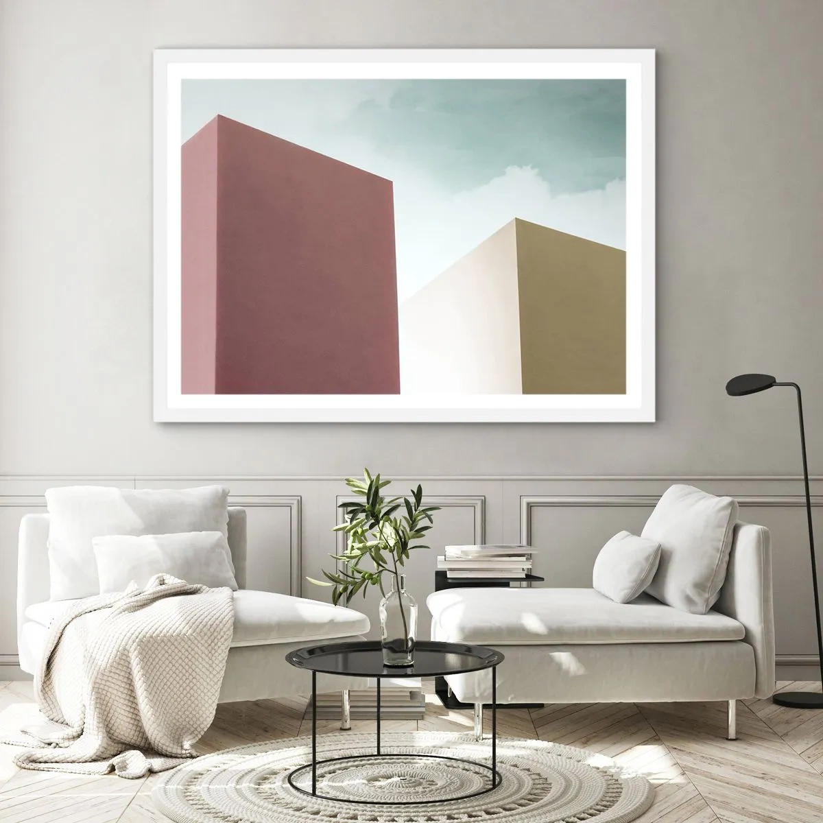 Poster in een witte lijst - De geometrie van een zonnige zomer - 100x70 cm
