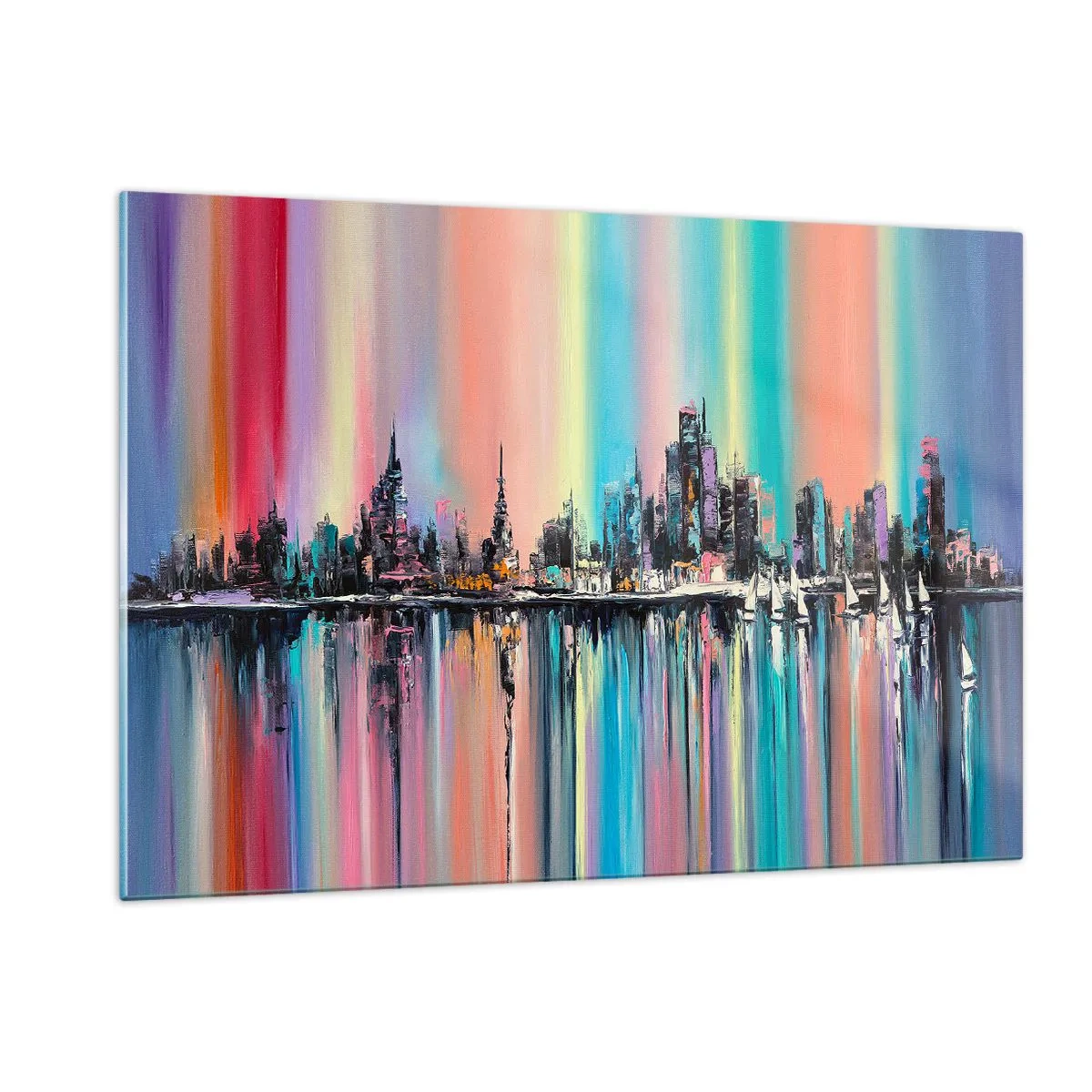 Schilderen op glas - Om in het licht van de nacht te vallen - 120x80 cm