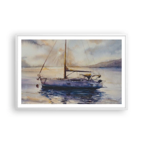 Poster in een witte lijst - Avond aan de baai - 91x61 cm