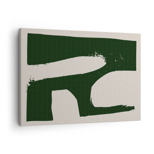 Schilderen op canvas - Minimalistisch abstract in groen op een lichte achtergrond - 70x50cm - Baaien van wit - Moderne wanddecoratie voor woonkamer en slaapkamer ARTTOR