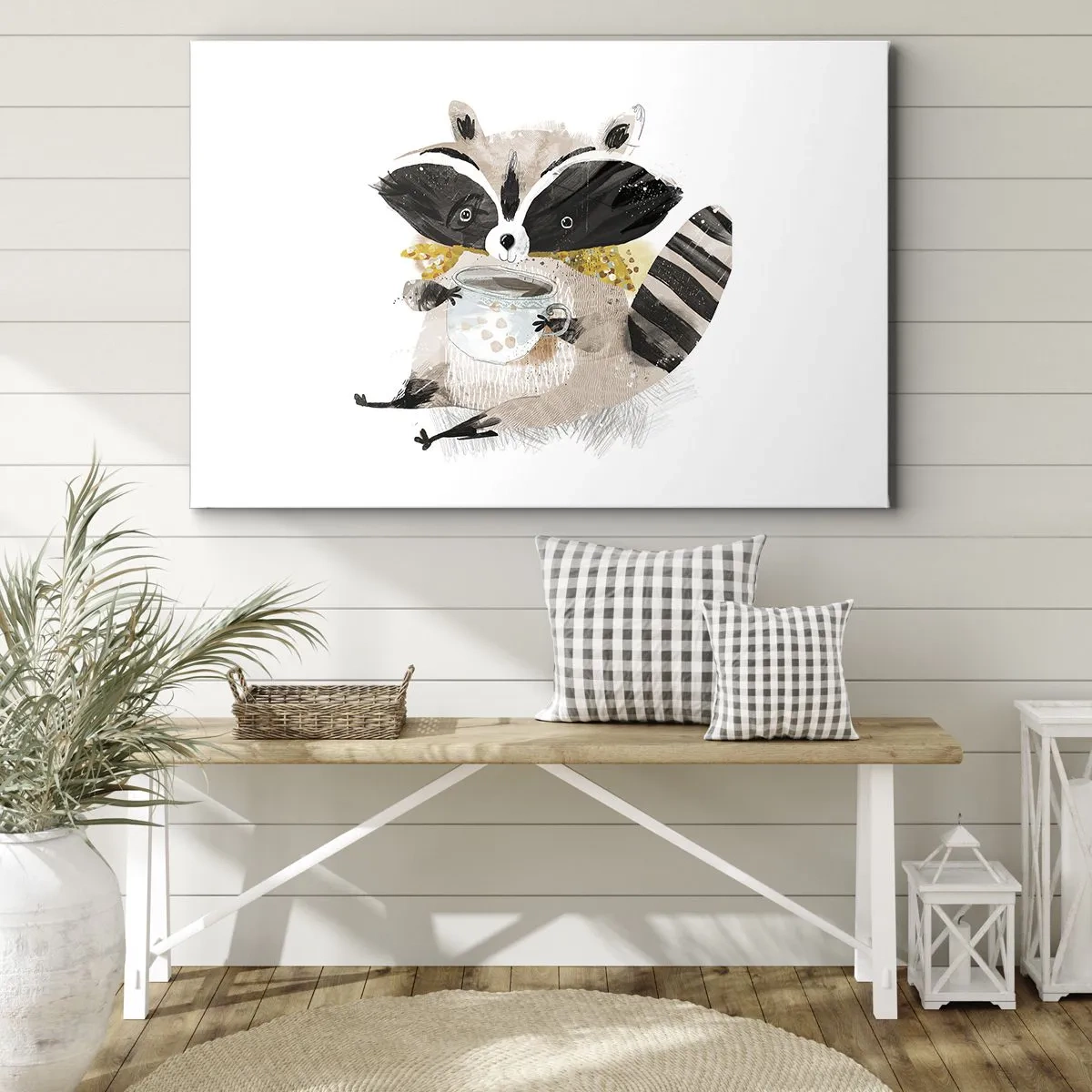 Schilderen op canvas - Mijn vriend de wasbeer - 100x70 cm