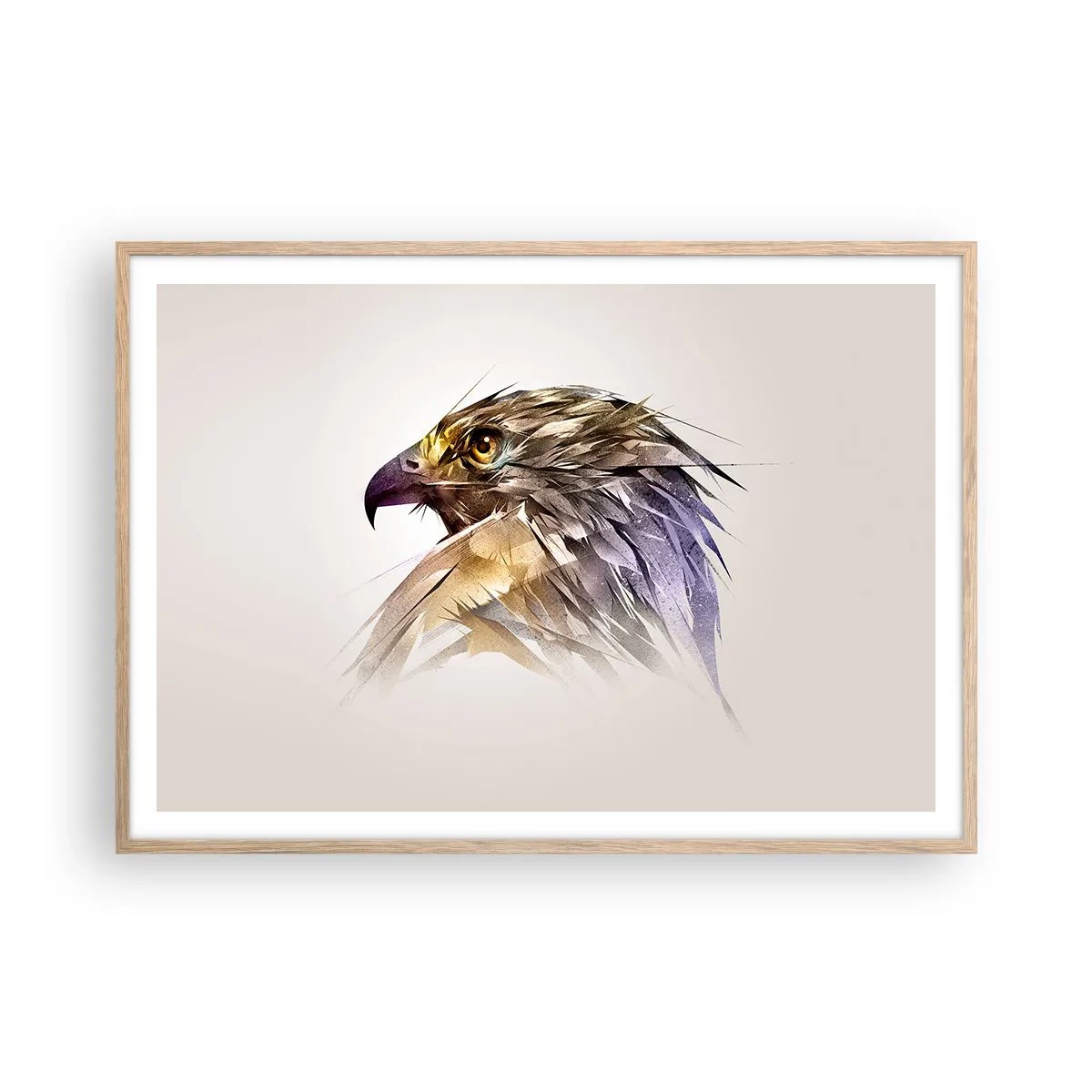 Een poster in een licht eiken lijst - Portret van een krijger - 100x70 cm