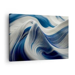 Schilderen op canvas - Abstracte golven in tinten blauw en wit - 70x50cm - De vloeibaarheid van blauw en wit - Moderne wanddecoratie voor woonkamer en slaapkamer ARTTOR