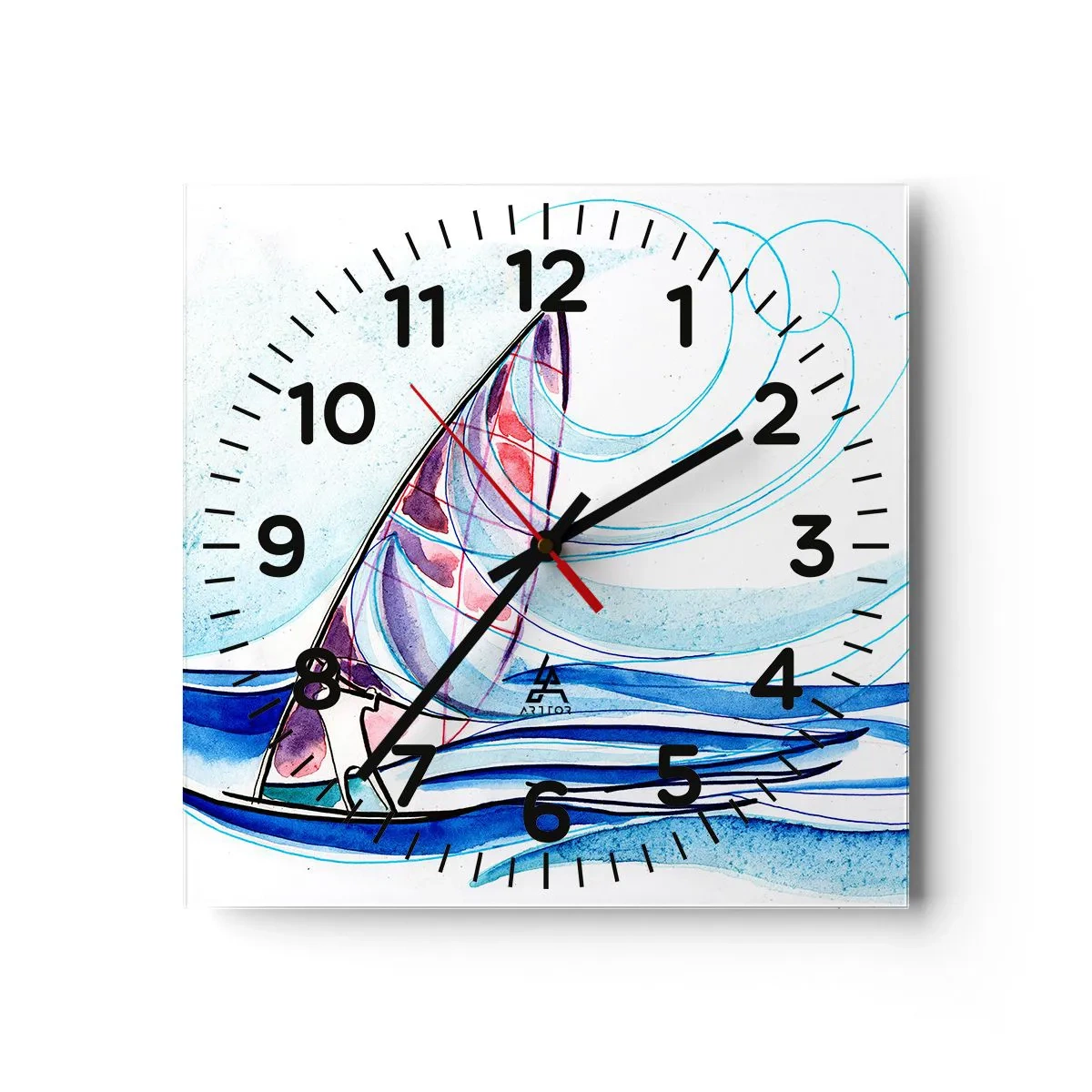 Wandklok - Klok - Met de wind op het ritme van de golven - 40x40 cm