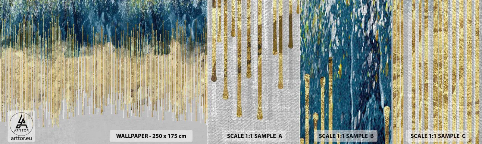 Fotobehang Monster Premium Canvas - Vergulde grens - Deel, Art-deco, Modern - 100x30 cm