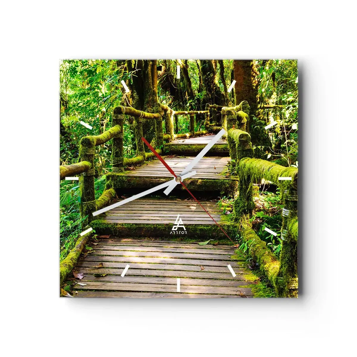 Wandklok - Klok - Door de gang van groen - 40x40 cm