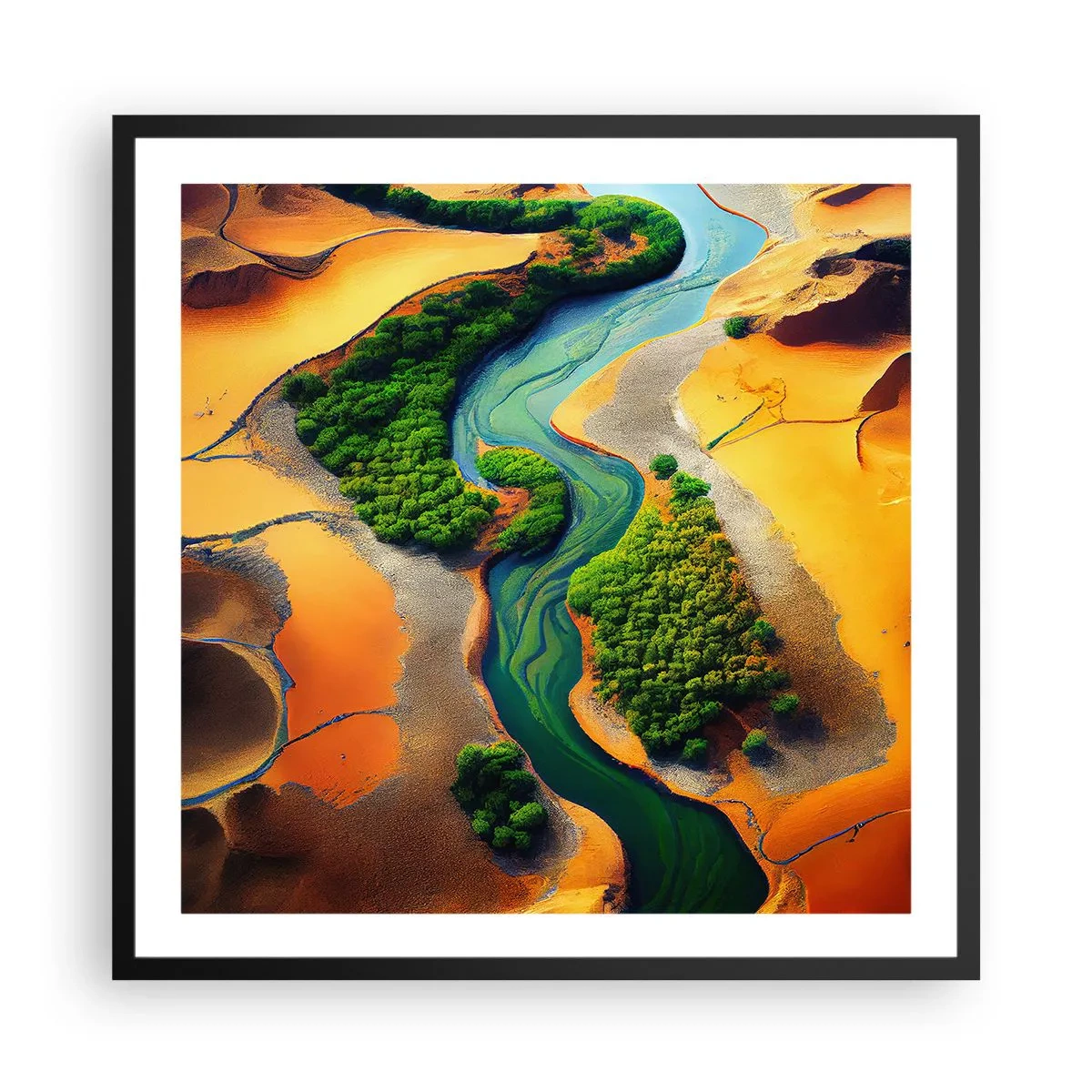 Poster in een zwarte lijst - Levengevende rivier - 60x60 cm