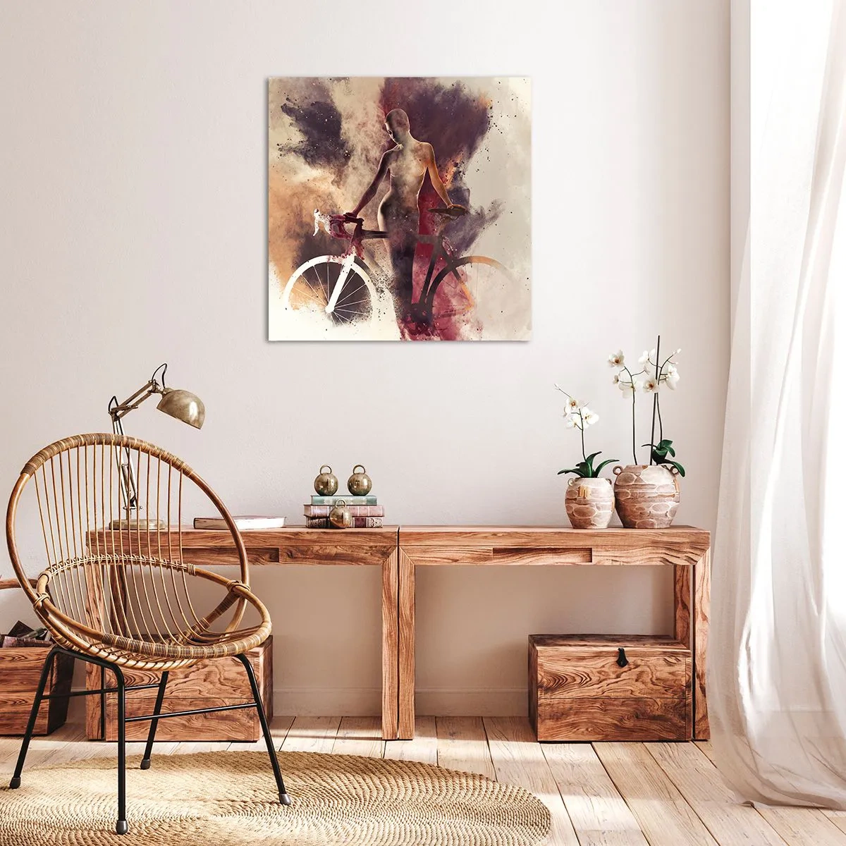 Schilderen op canvas - Een fietsziel in marmeren vormen - 30x30 cm