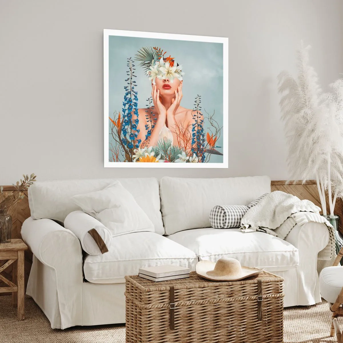 Poster - Vrouw - bloem - 50x50 cm