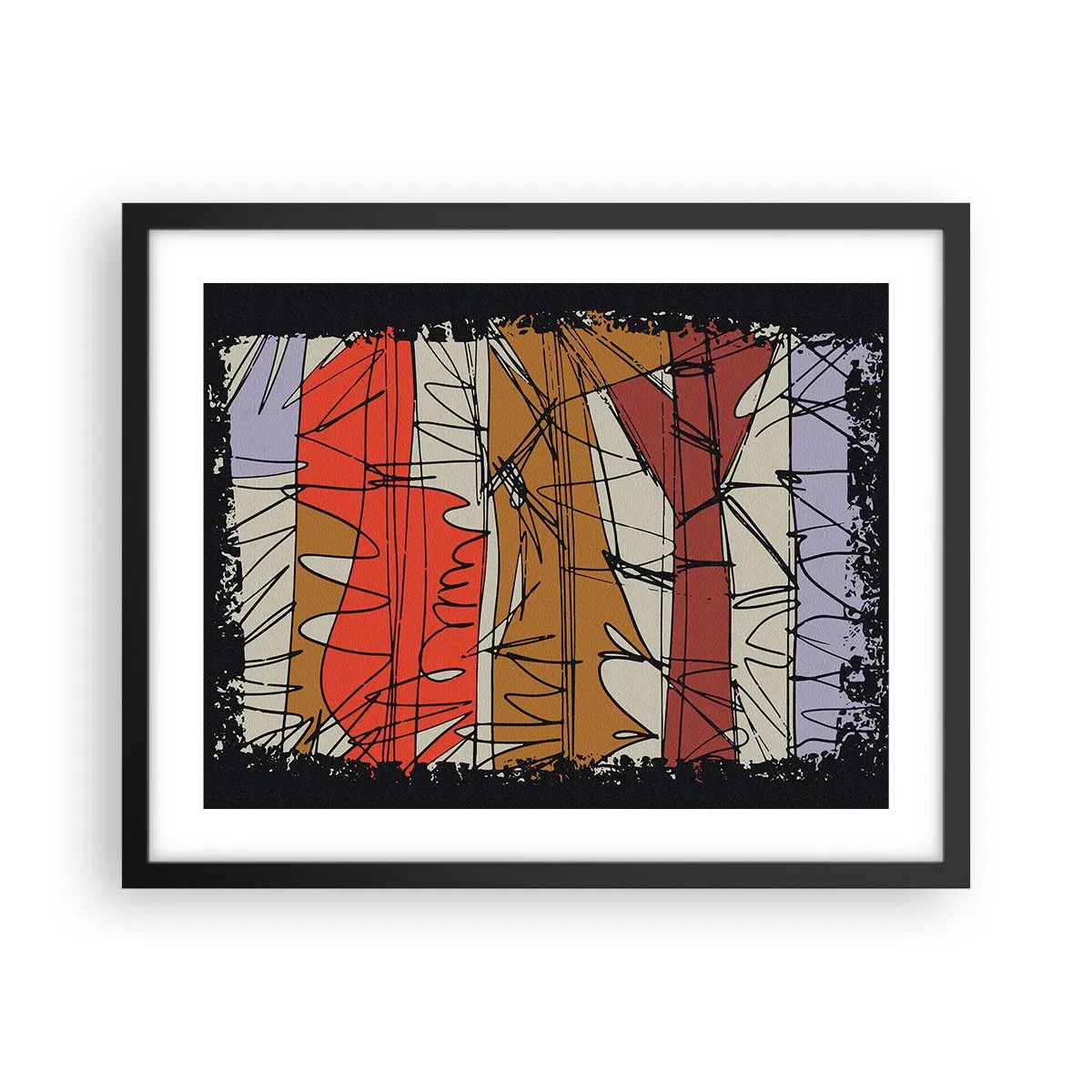 Poster in een zwarte lijst - Spontane compositie - 50x40 cm