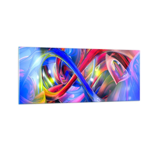 Schilderen op glas - Een dans van kleuren - 100x40 cm