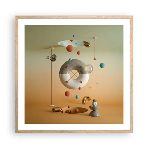 Een poster in een licht eiken lijst - Er kan van alles gebeuren - 60x60 cm