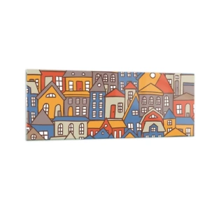 Schilderen op glas - Achter het huis is een huis - 140x50 cm
