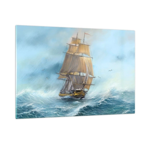 Schilderen op glas - Haasten over de golven - 120x80 cm