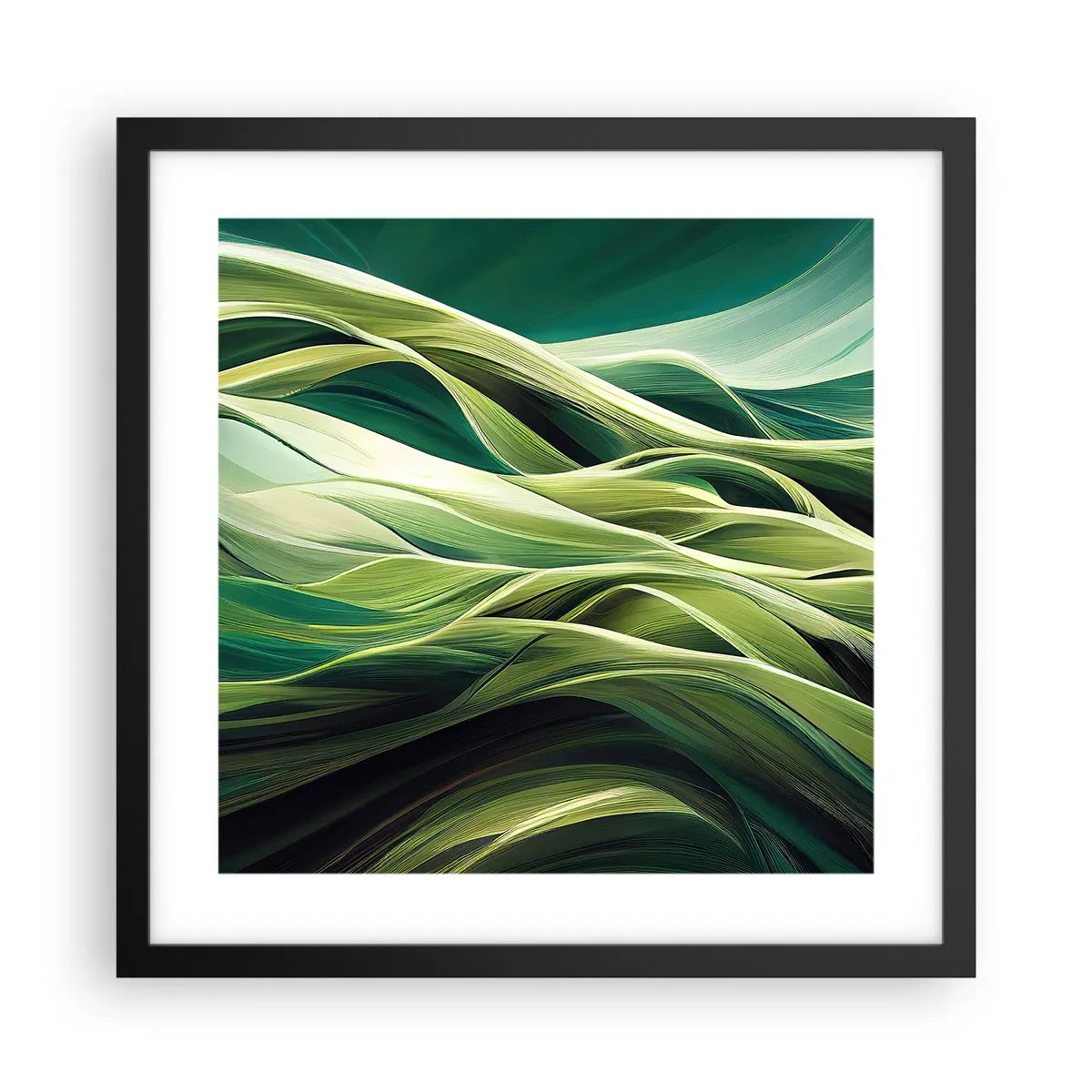 Poster in een zwarte lijst - Abstract groen spel - 40x40 cm