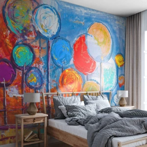 Fotobehang op maat Premium Canvas - Wonderen op de stok - Kleurrijke ballonnen, Abstractie, Voor kinderen