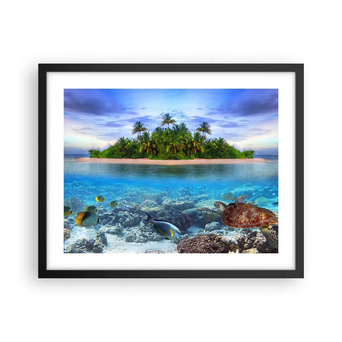 Poster in een zwarte lijst - Hemels eiland nodigt je uit - 50x40 cm
