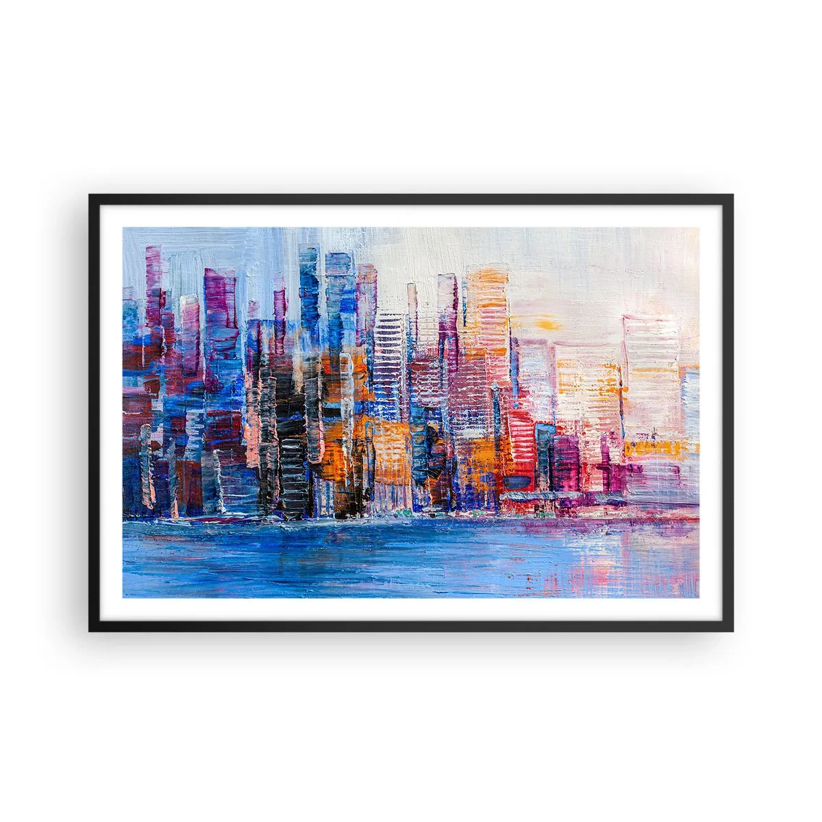 Poster in een zwarte lijst - Een vrolijke metropool - 91x61 cm
