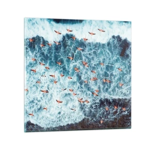 Schilderen op glas - De kustparade - 30x30 cm