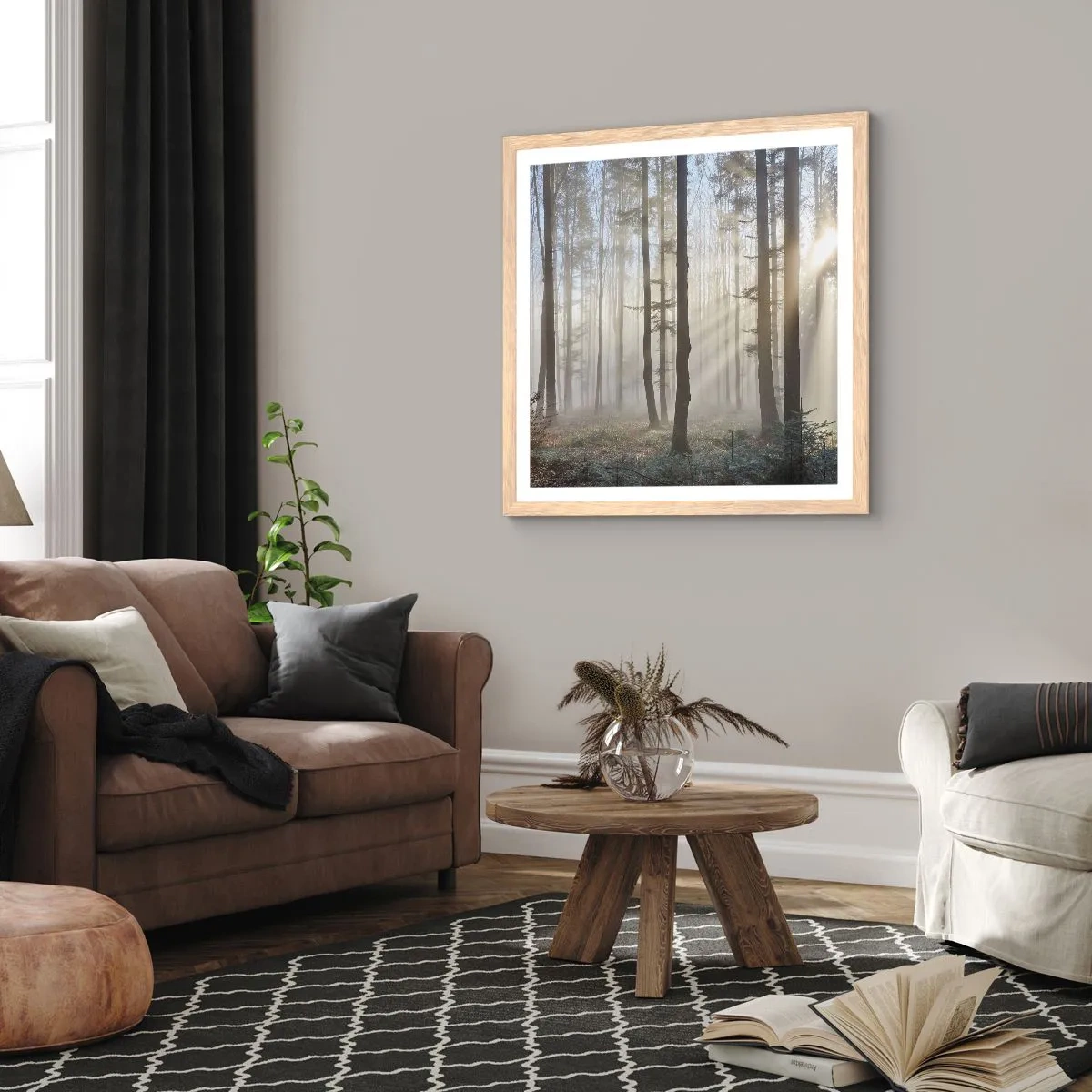 Een poster in een licht eiken lijst - De mist werd ook wakker - 40x40 cm