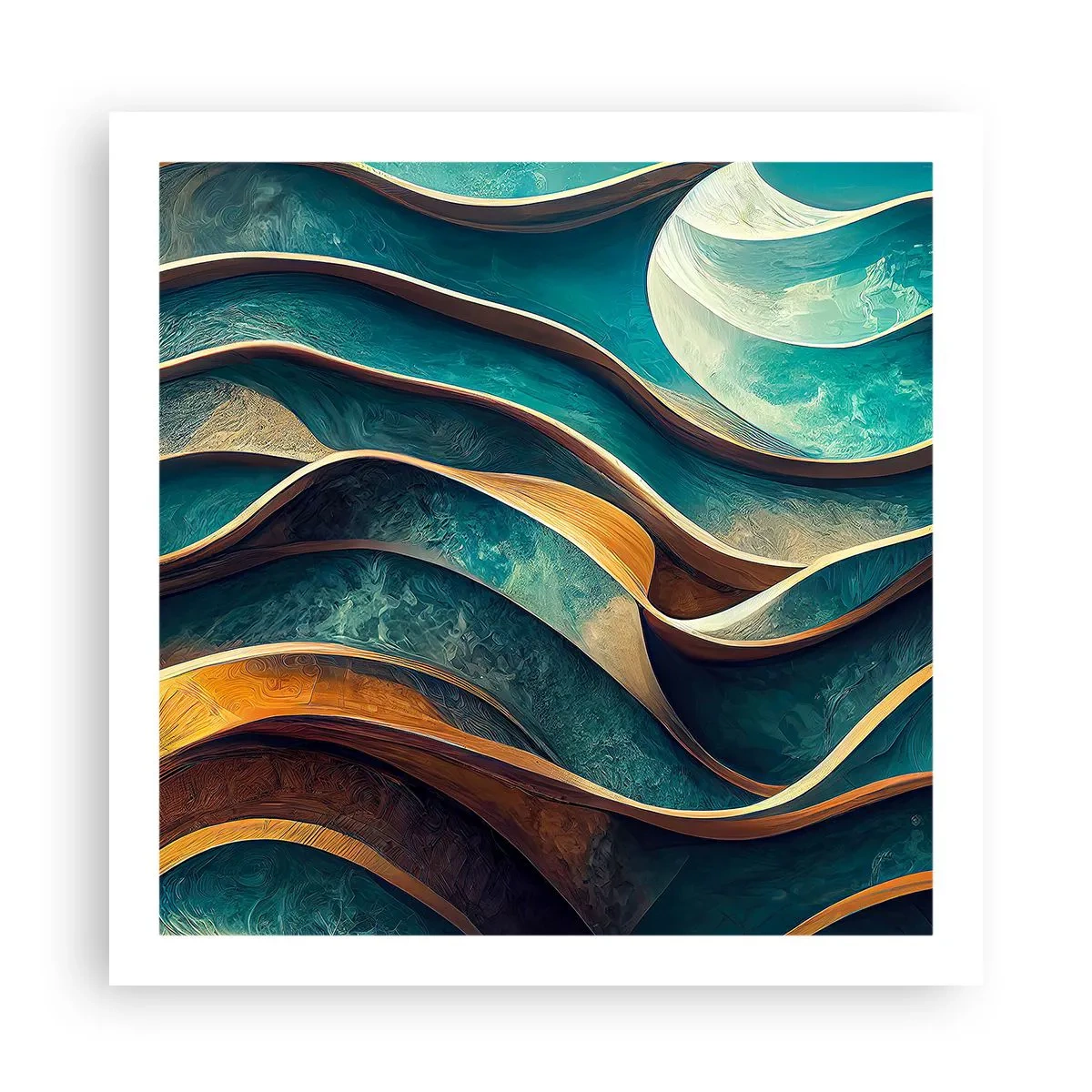 Poster - Meanders van blauw - 60x60 cm