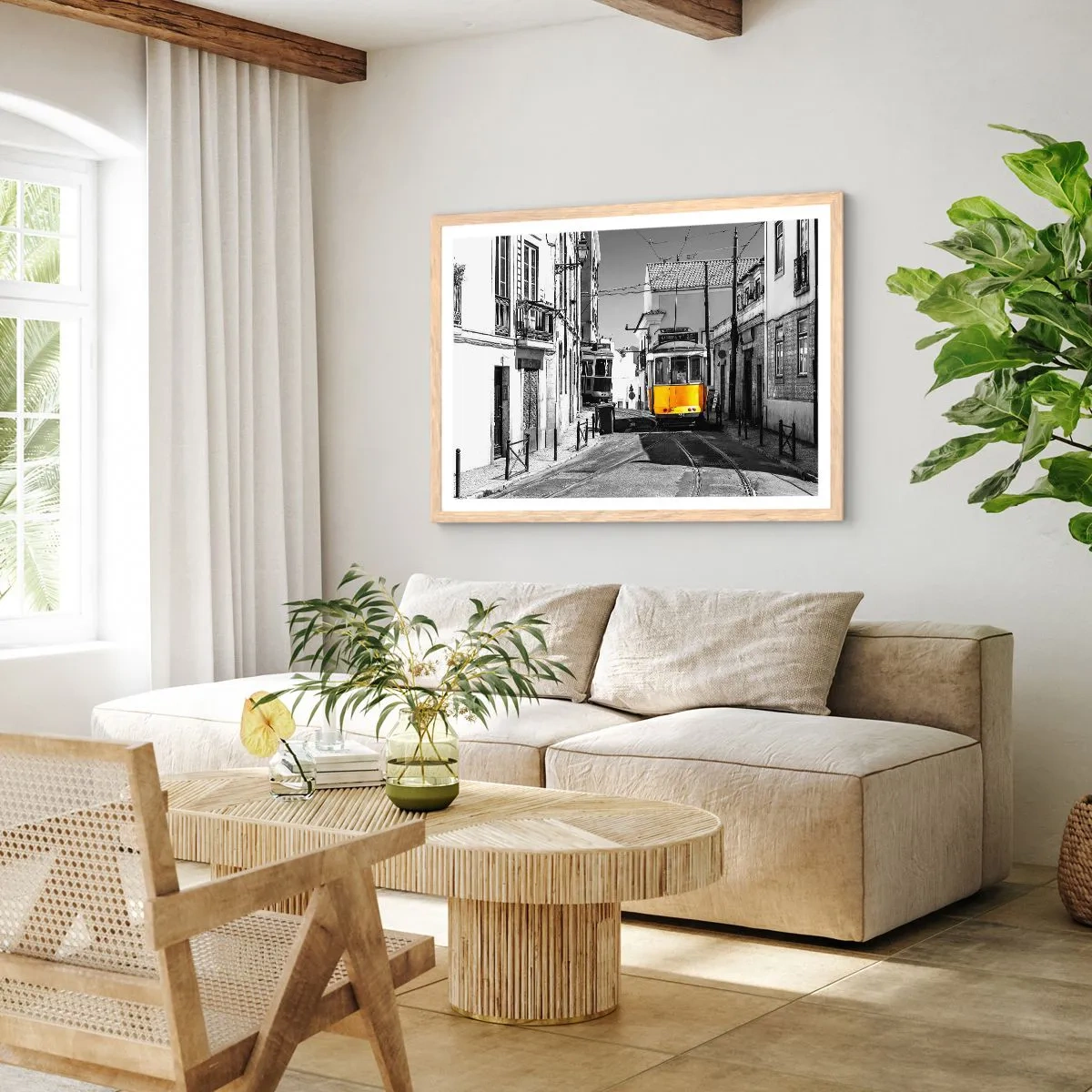 Een poster in een licht eiken lijst - De geest van Lissabon - 50x40 cm