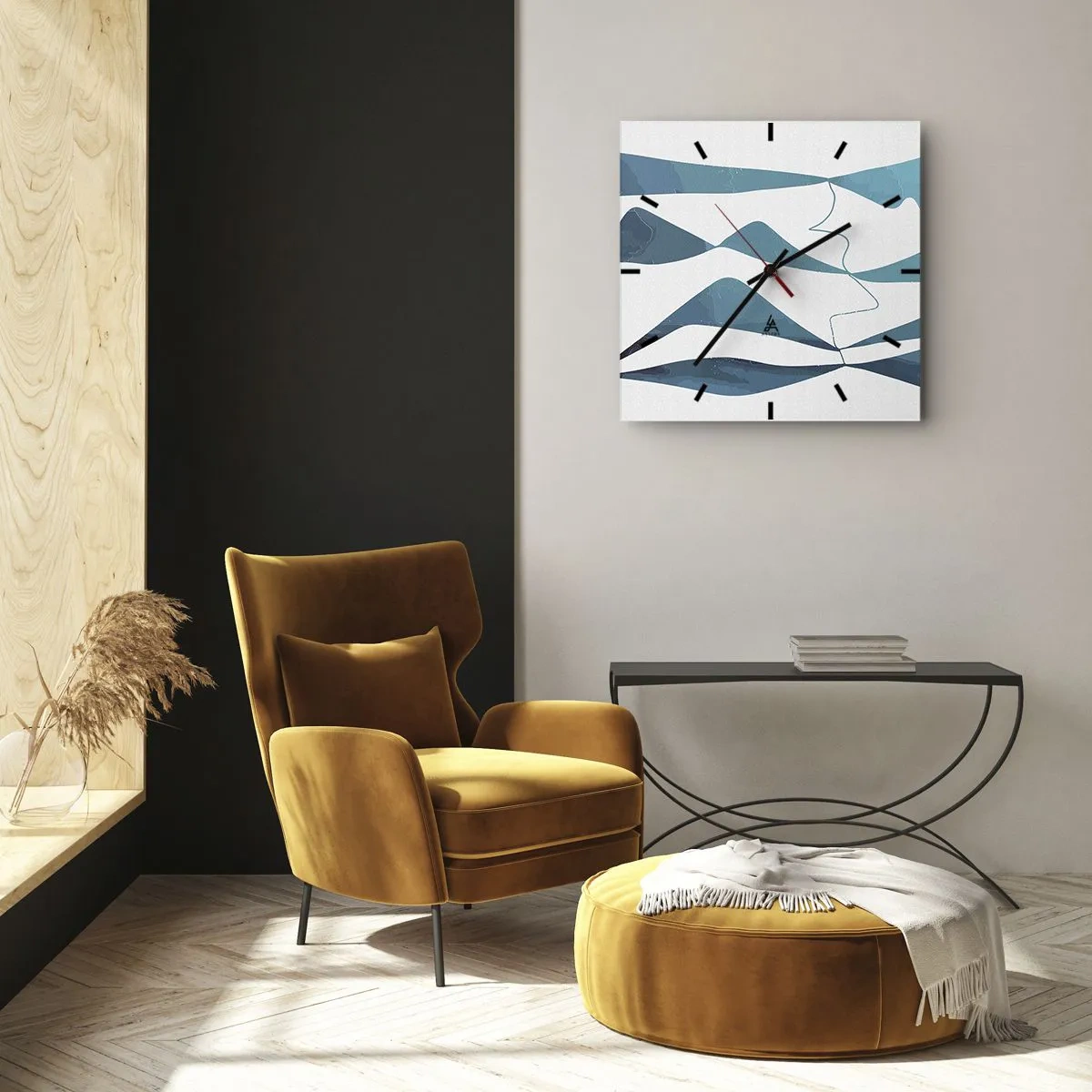 Wandklok - Klok - Abstractie: turquoise verbinding - 40x40 cm
