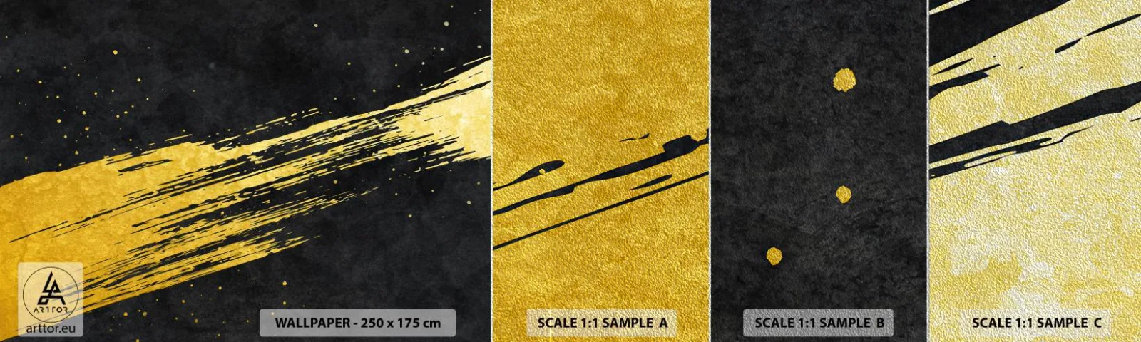 Fotobehang Monster Premium Sand - Spring in hyperruimte - Art-deco, Elegant, Donker - 100x30 cm