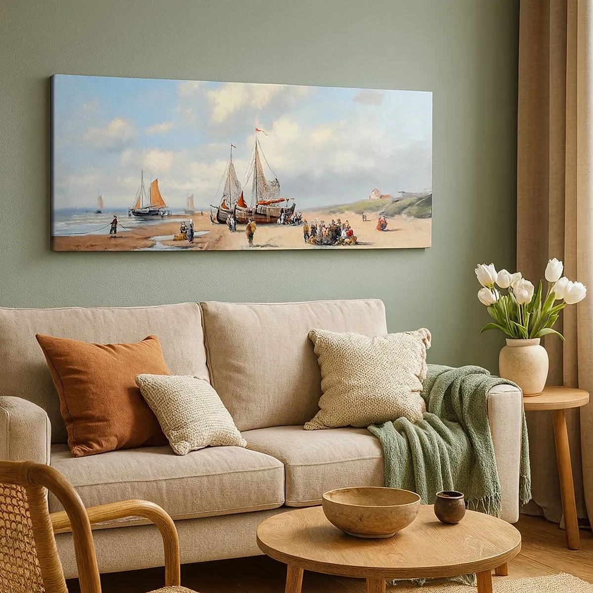 Schilderen op canvas - Na een geslaagde vangst - 100x40 cm