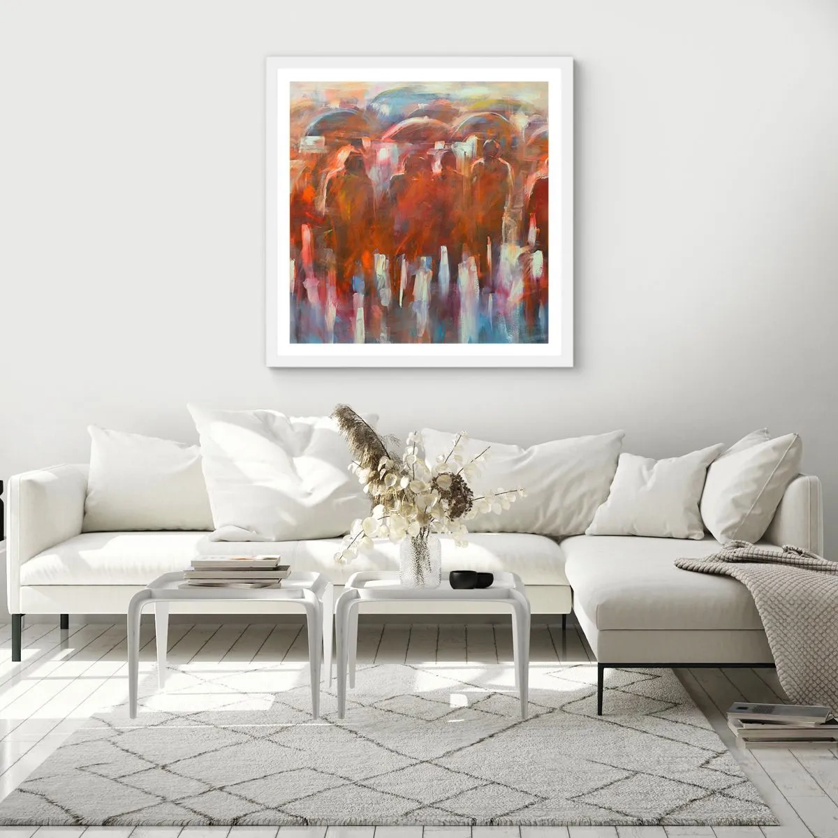 Poster in een witte lijst - Zelfs bij regen en mist - 30x30 cm